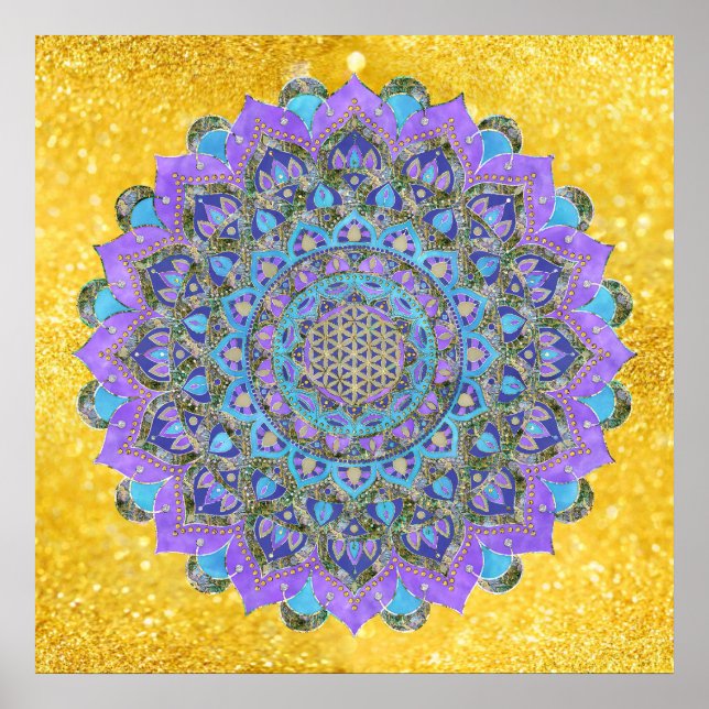 Póster Flor De Vida - Mandala Estilo India 2 (Frente)