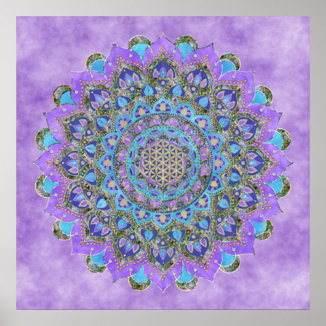 Póster Flor De Vida - Mandala Estilo India 2 (Frente)
