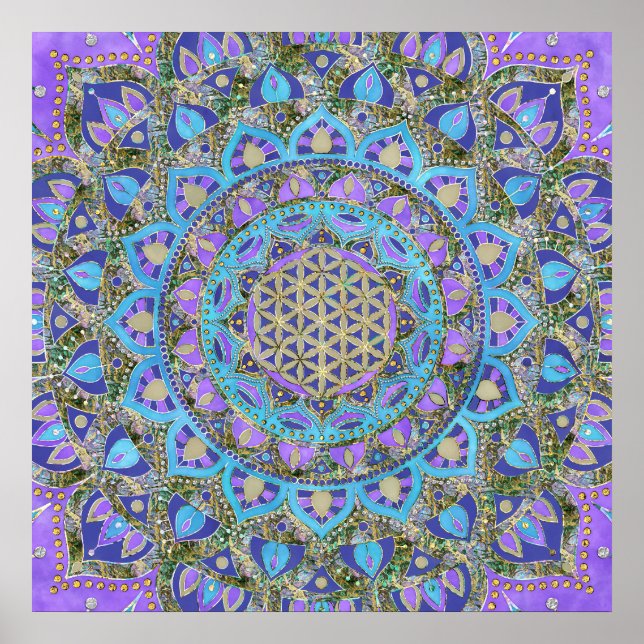 Póster Flor De Vida - Mandala Estilo India 2 (Frente)
