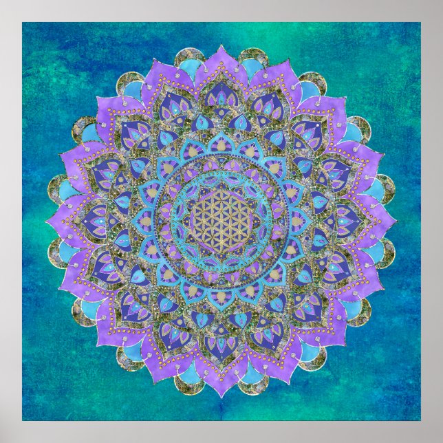 Póster Flor De Vida - Mandala Estilo India 2 (Frente)
