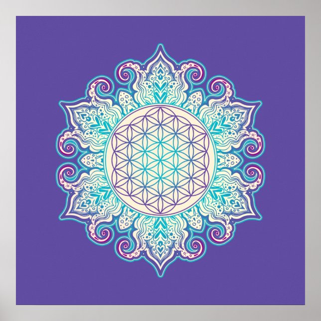 Póster Flor de vida - Mandala india 2 (Frente)