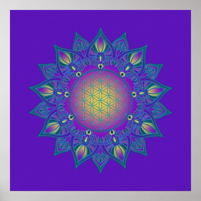 Póster Flor de vida - Mandala india 3 (Frente)