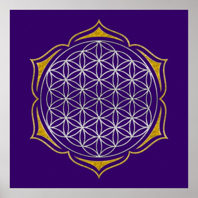 Póster Flor de vida - oro de plata de Lotus (Frente)