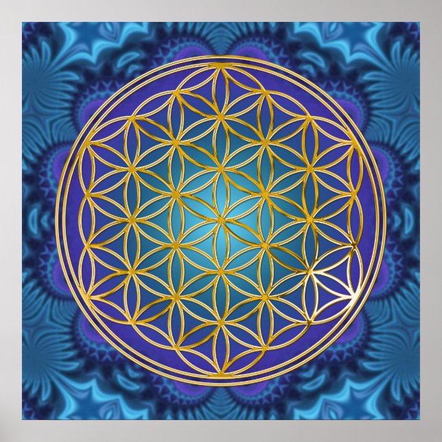 Póster Flor de vida - oro - fractal 1 (Frente)