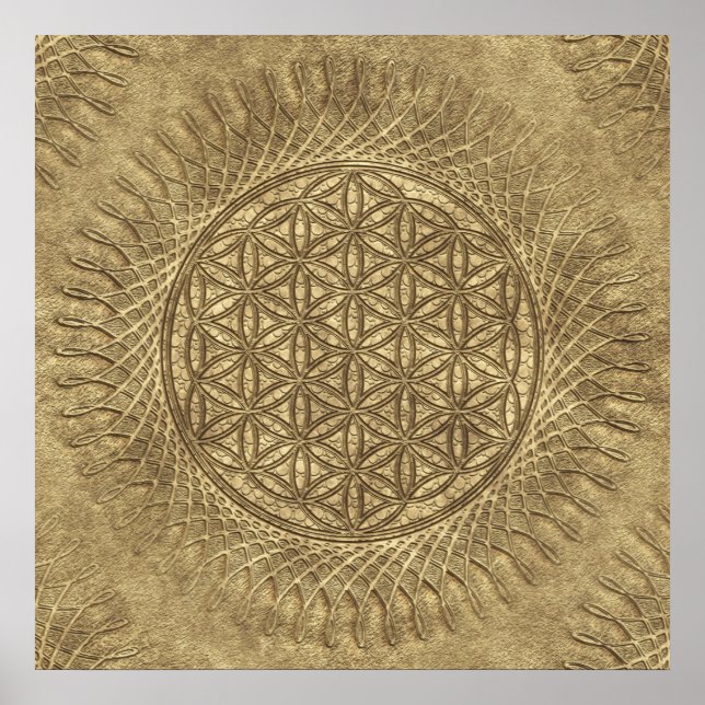 Póster Flor de vida - sol - patrón ininterrumpido 4 (Frente)