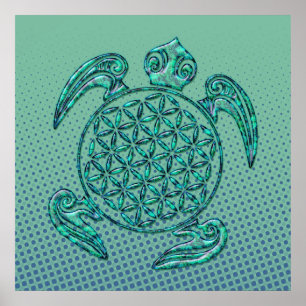 Póster Flor de vida / Turquesa azul de Líbano