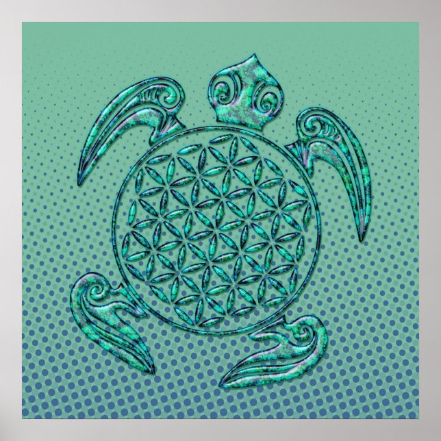 Póster Flor de vida / Turquesa azul de Líbano (Frente)