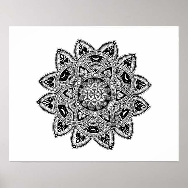 Póster Flor de vida zendoodle (Frente)