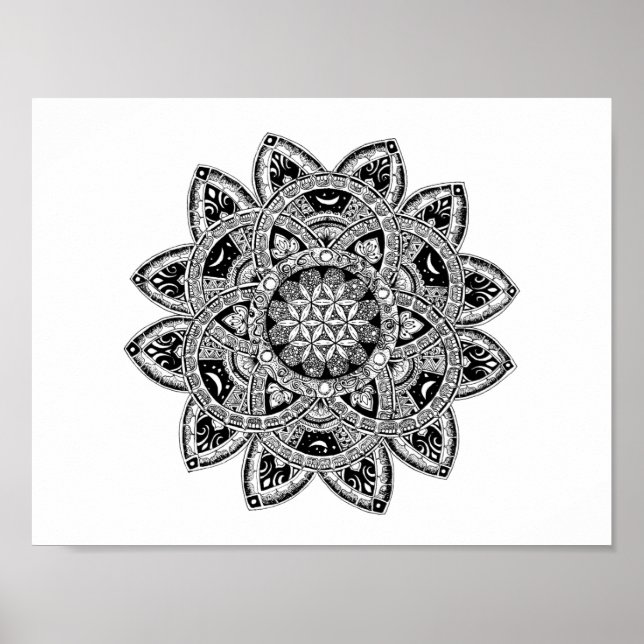 Póster Flor de vida zendoodle (Frente)