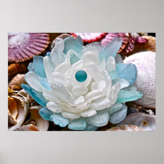 Póster Flor de vidrio del Mar Blanco