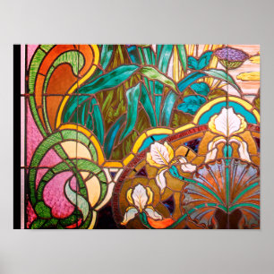 Póster Flor de vidrio teñido de Art Nouveau