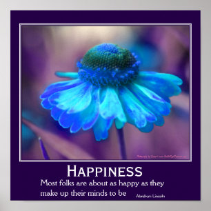 Póster Flor de Zinnia de la Felicidad Frase Inspiradora