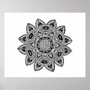 Póster Flor del zendoodle de la vida