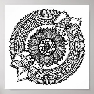 Póster Flor En Mandala 2