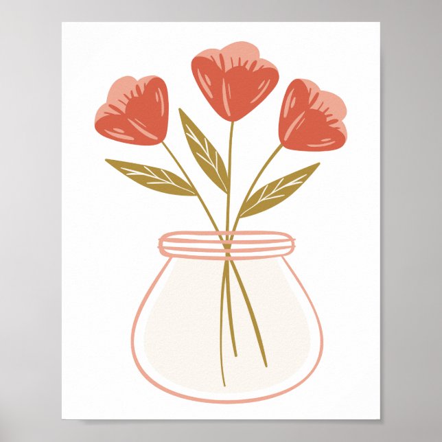 Póster Flor en una base para la atención (Frente)