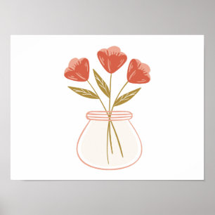 Póster Flor en una base para la atención