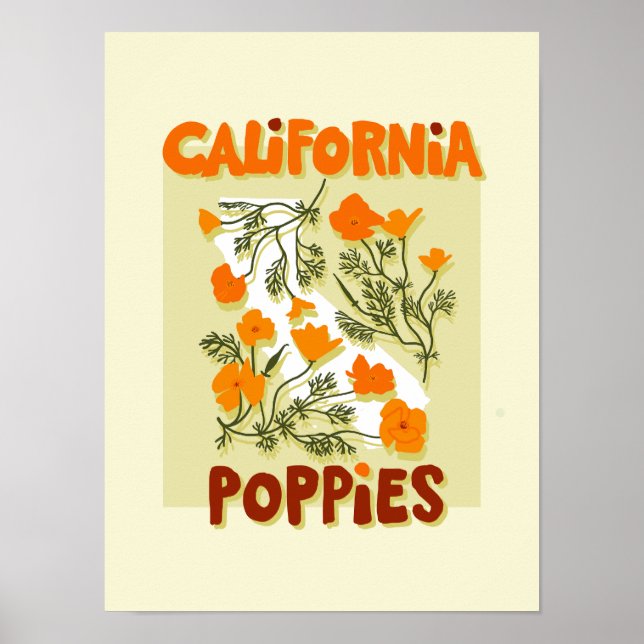 Póster Flor estatal de California alimenta flores silvest (Frente)