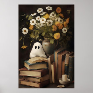 Póster Flor fantasma rústica libro imprimible, Halloween