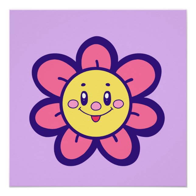 Póster Flor Feliz Rosa Y Amarilla (Anverso)