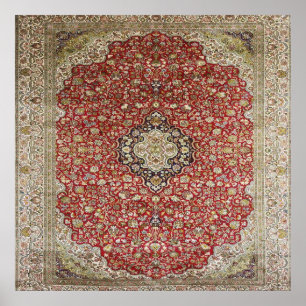 Póster Flor floral roja estampado turco persa elegante