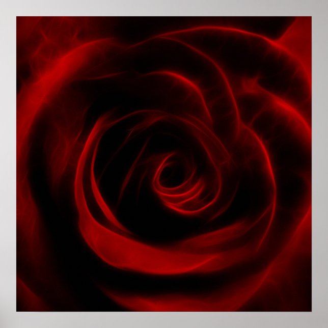 Póster Flor Fractal de Rosa Roja (Frente)