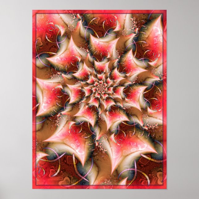 Póster Flor Fractal Rosa  (Frente)