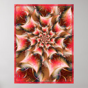 Póster Flor Fractal Rosa