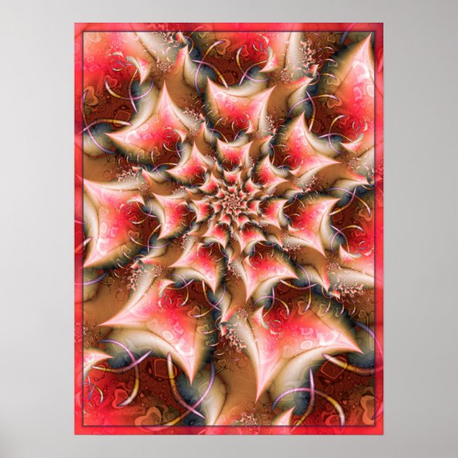 Póster Flor Fractal Rosa (Frente)