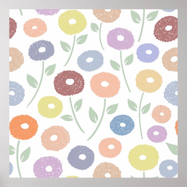 Póster Flor Fuzzy Lg Patrón Pasteles (Frente)