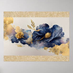 Póster Flor Golden Elegant