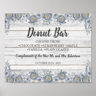 Póster Flor gris | Rótulo Donut Bar Bridal Shower Boda
