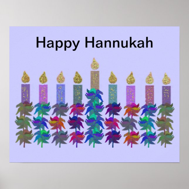 Póster Flor Hannukah Menorah Imprimir (Frente)