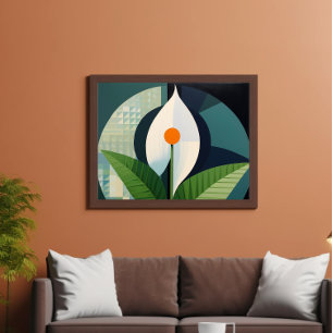 Póster Flor linda - Ramo de floristería - Lirio de la paz