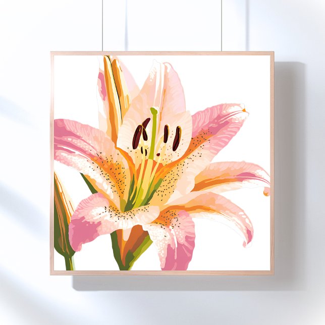 Póster Flor Lirio Rosa | Pintura de acuarela floral (Subido por el creador)