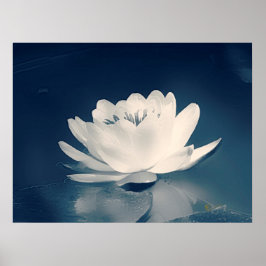 Póster Flor Lotus con tonos azules