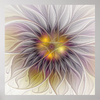 Flor Luminosa Colorida, Fractal Moderno Abstracto
