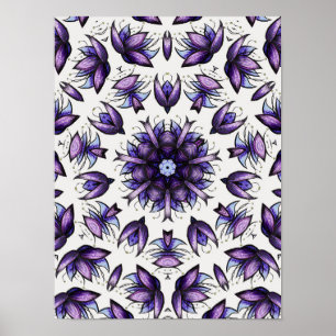 Póster Flor Mandala Resumen Patrón Kaleidoscópico