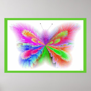 Póster Flor mariposa Lime Verde Borde