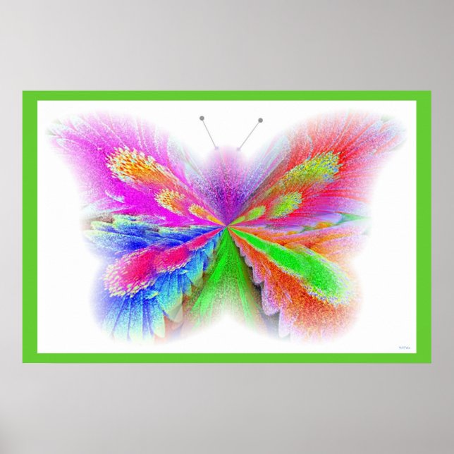 Póster Flor mariposa Lime Verde Borde (Frente)