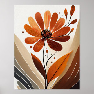 Póster Flor minimalista naranja