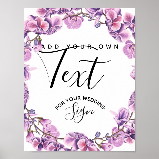 Póster flor morada floral costumbre fiesta de boda signo (Frente)