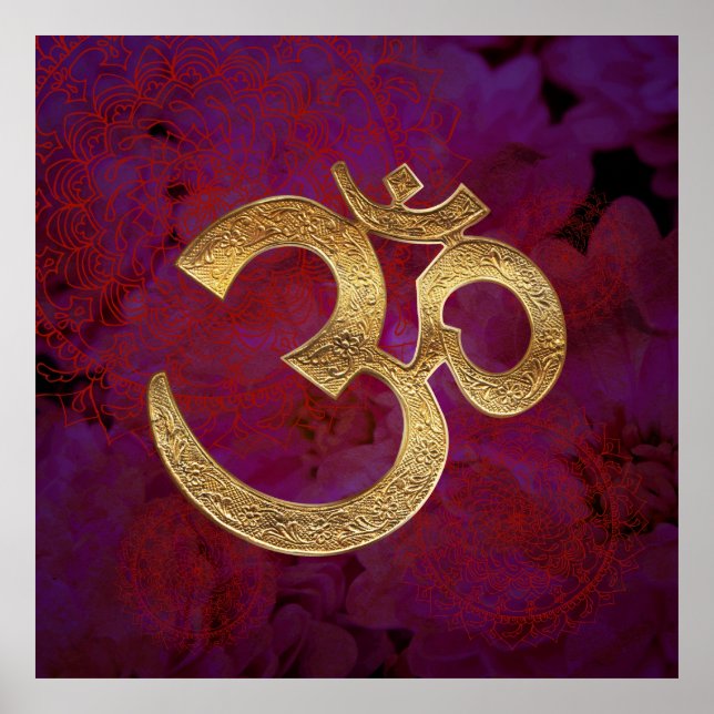 Póster flor morada OM Poster Yoga Meditación (Frente)