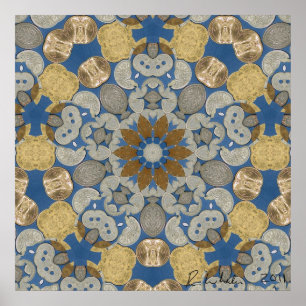 Póster Flor mundial de la estrella de la moneda