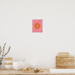 Póster Flor Naranja Retro