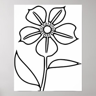 Póster Flor negra minimalista