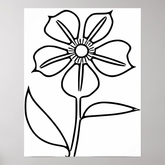 Póster Flor negra minimalista (Frente)