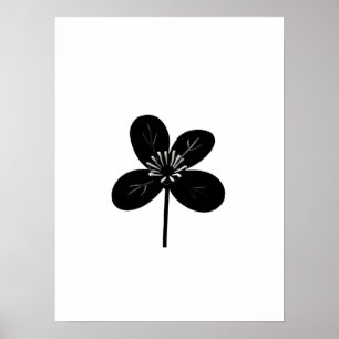 Póster Flor negra minimalista