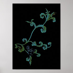 Póster Flor Ornate Azul Y Oro