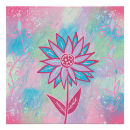 Póster Flor Pastel dibujada a mano
