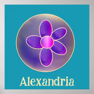 Póster Flor personalizada morado morado rosado caliente V